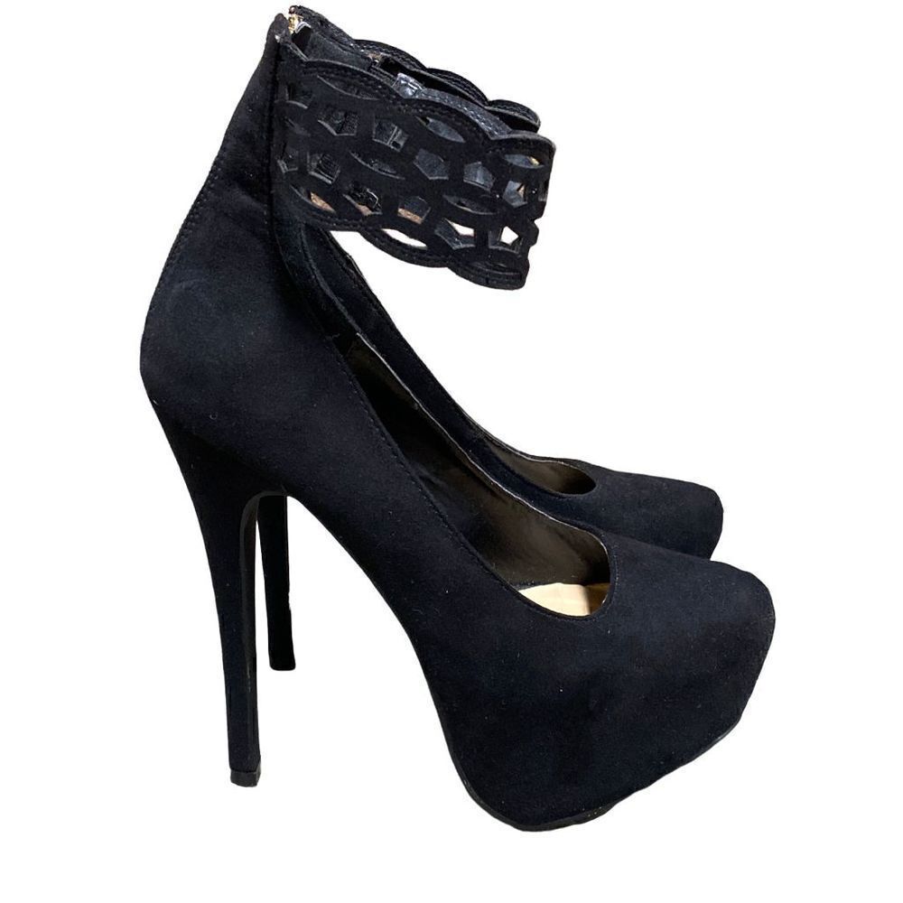 JustFab Black Suede Platform Stiletto Heels Size 7.5